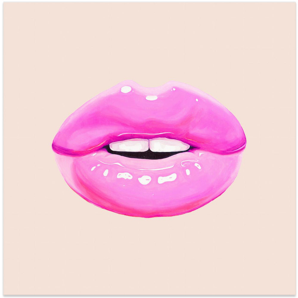 Glossy Pink Lips Minimal Pop Art Canvas Wall Art