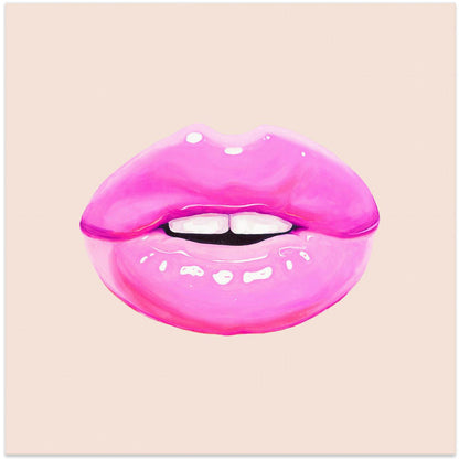 Glossy Pink Lips Minimal Pop Art Canvas Wall Art