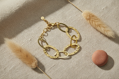 Linked Oval Bracelet - Gold Stainless Steel