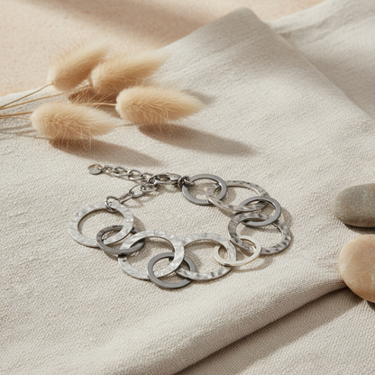 Bracelet Cercles Entrelacés - Acier Inoxydable Gris