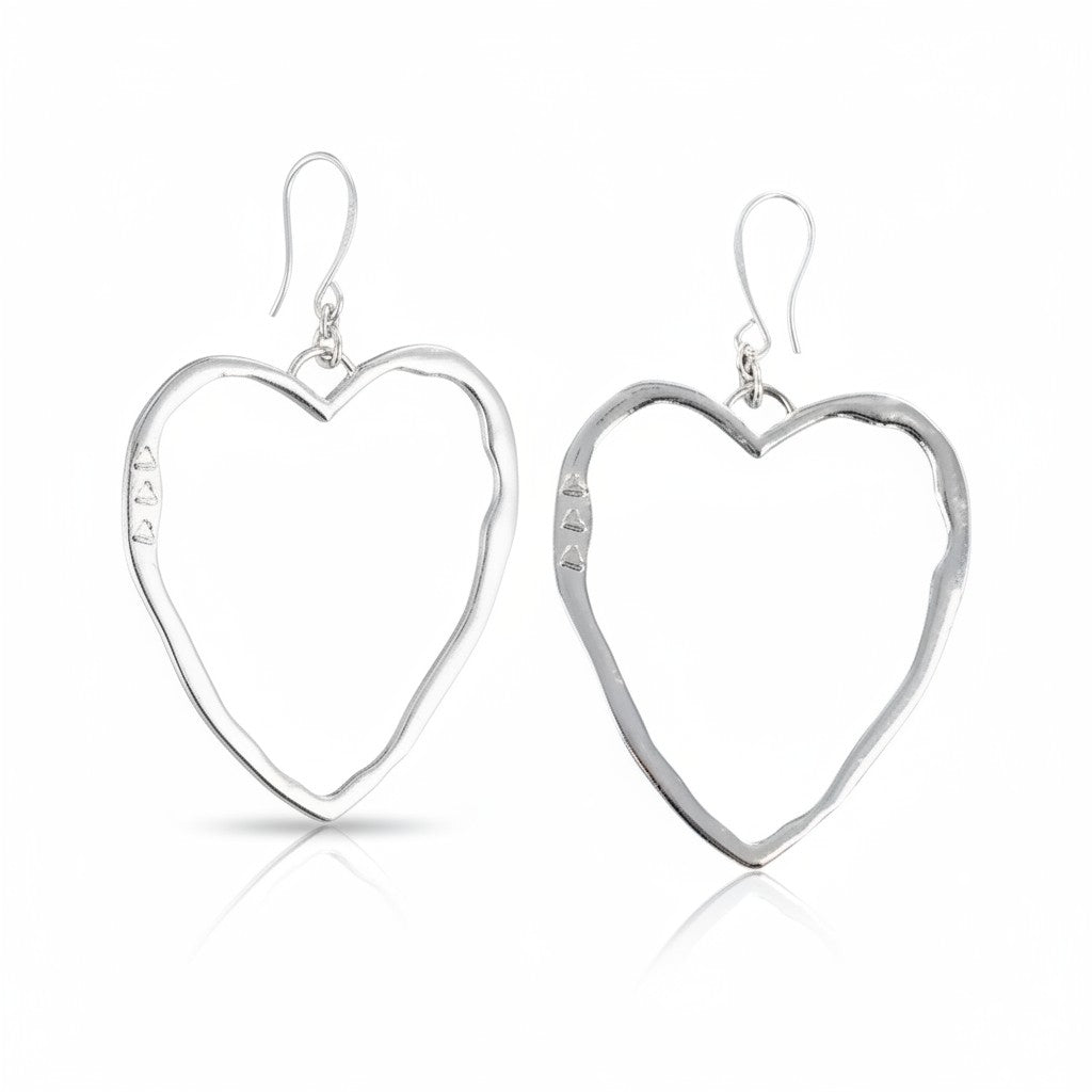 Boucles d'oreilles cœur ouvert en plaqué argent