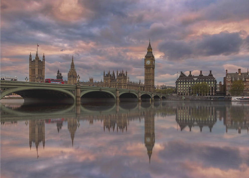 London Westminster Bridge Sunset Reflections Canvas Wall Art | A Sunset To Remember