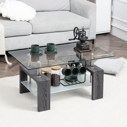 Table basse rectangulaire Sutton en verre trempé - Gris