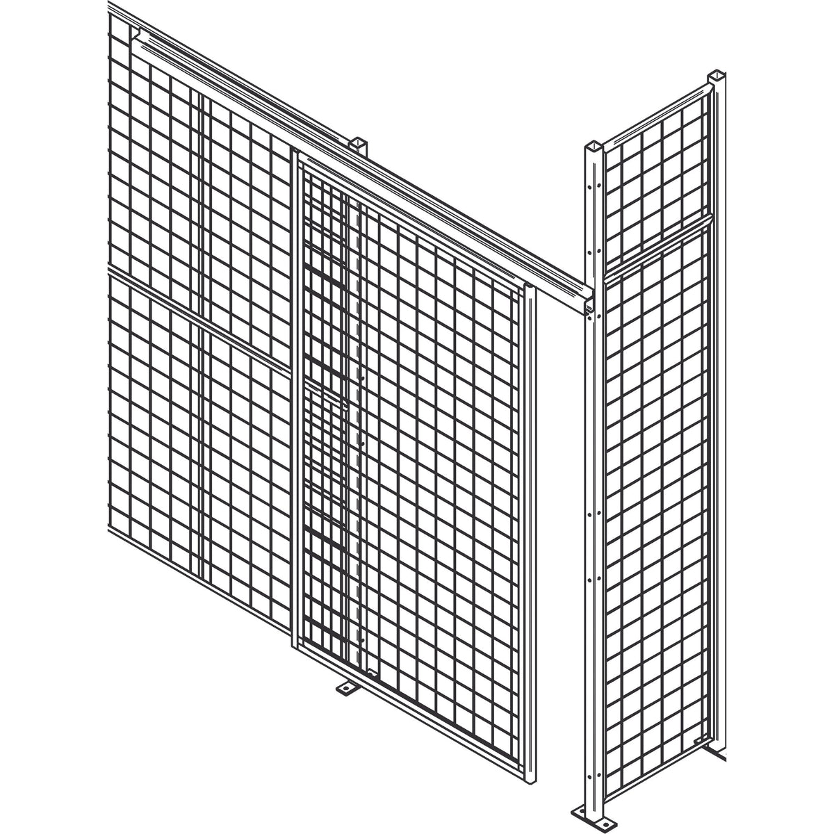 Heavy-Duty Wire Mesh Partition Sliding Door, 8' W x 8' H