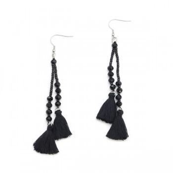 Double Tassel Crystal Drop Earring
