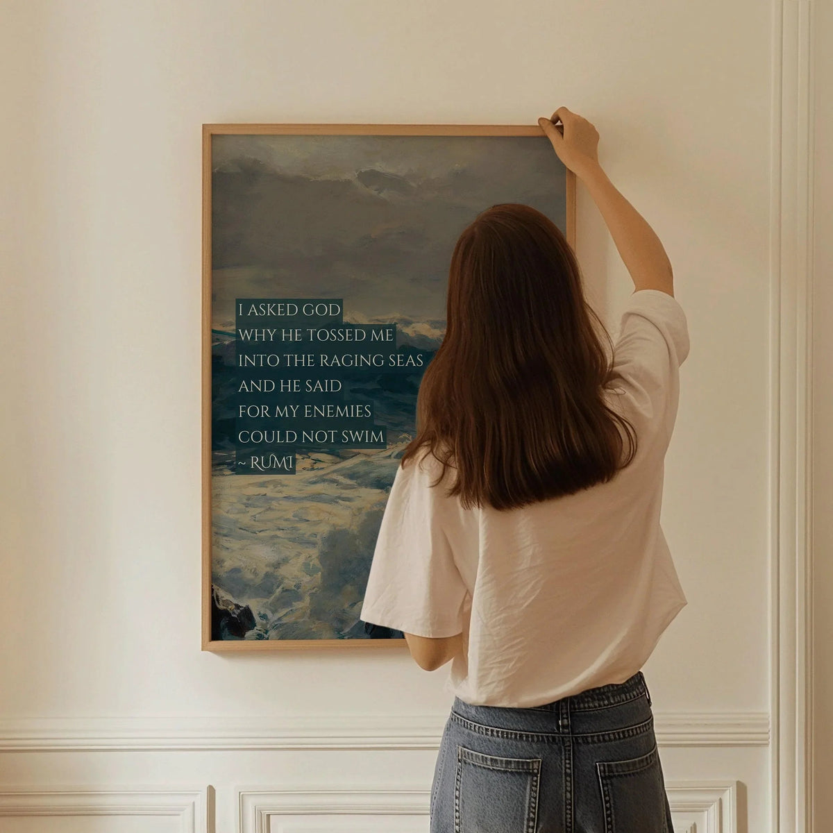 Rumi Poetry Print: Raging Seas Inspirational Quote (Giclee)
