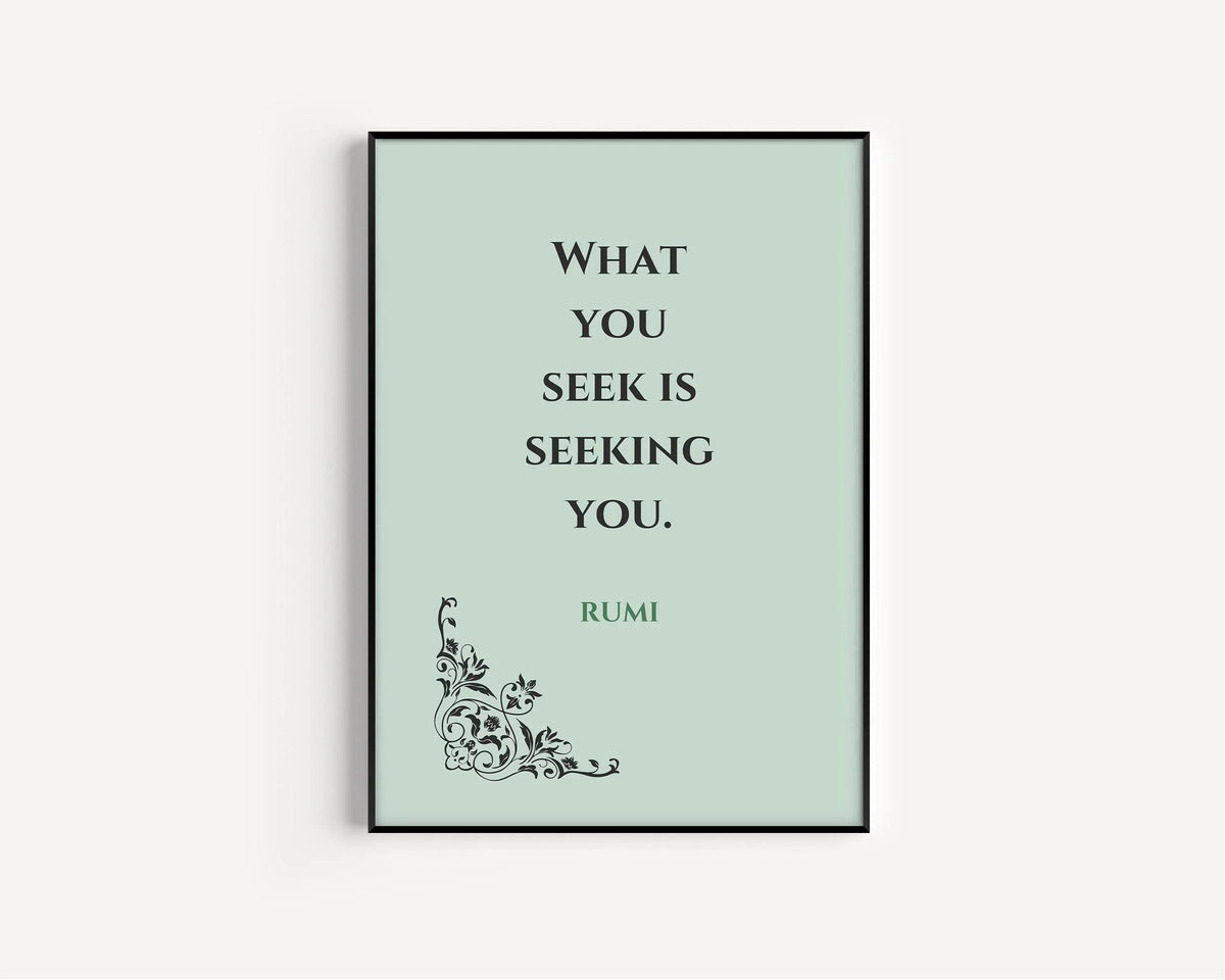 Rumi Quote Print: Mint Green Inspirational Poetry, Giclee Art