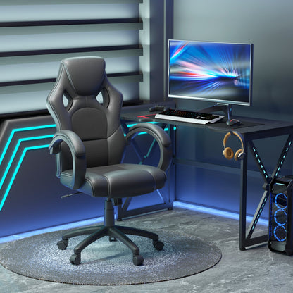 Chaise de bureau de jeu Erling avec fonctions de pivotement et d'inclinaison - Noir