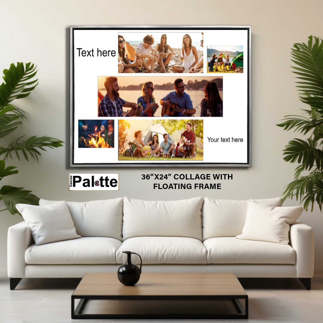 Toile photo collage 36″x24″ 5 blocs et texte