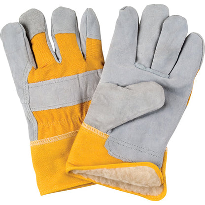 Gants d'hiver pour monteurs, Grande taille, Paume en croûte de cuir de vachette, Doublure intérieure en Boa