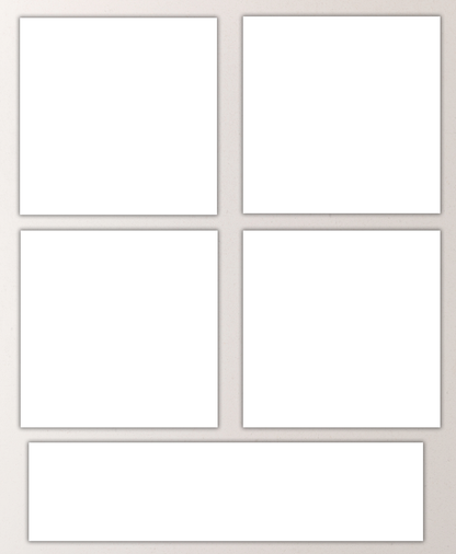 Lot de 5 toiles personnalisées – Comprend quatre impressions 20x20 cm et un accent 10x40 cm