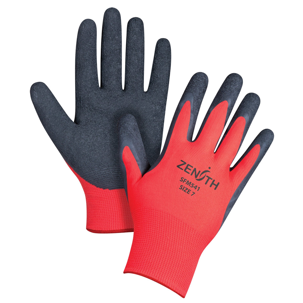 Gants à enduction crêpée noire et rouge