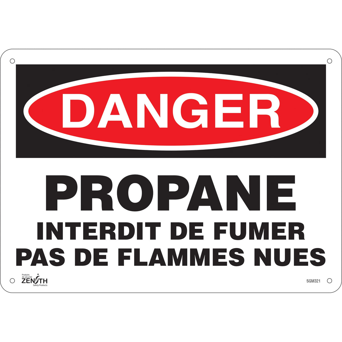 Panneau "Propane - Interdit De Fumer", 10" x 14", plastique, français