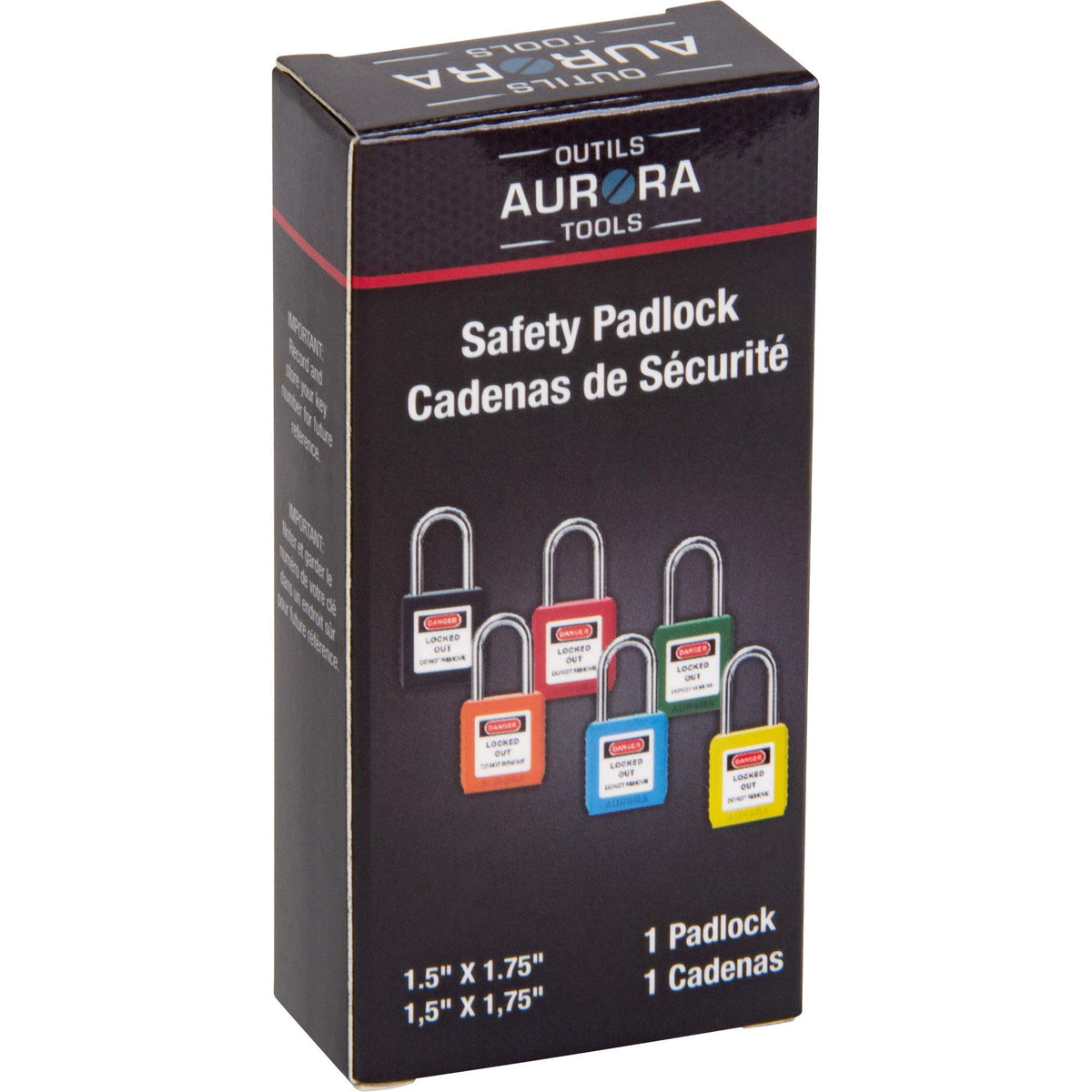 Safety Lock, Orange, Keyed Different, Thermoplastic, 1-1/2" Width