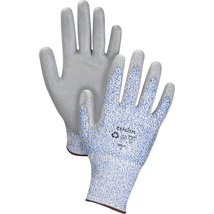 Eco-Friendly Stretch Cut-Resistant Gloves, 7, 13 Gauge, Polyurethane Coated, ASTM ANSI Level A2