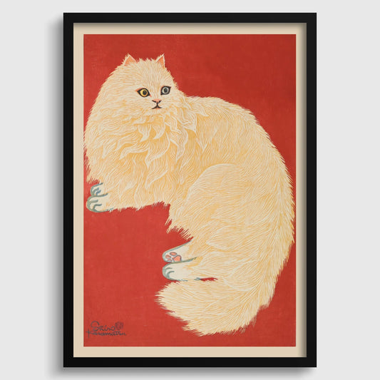 Shiro Kasamatsu - The White Cat: Vintage Japanese Woodblock Art Giclee Print