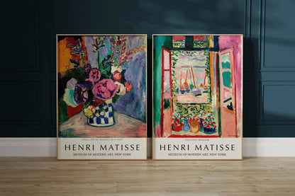 Henri Matisse Art Print Set: Peonies Still Life & Open Window