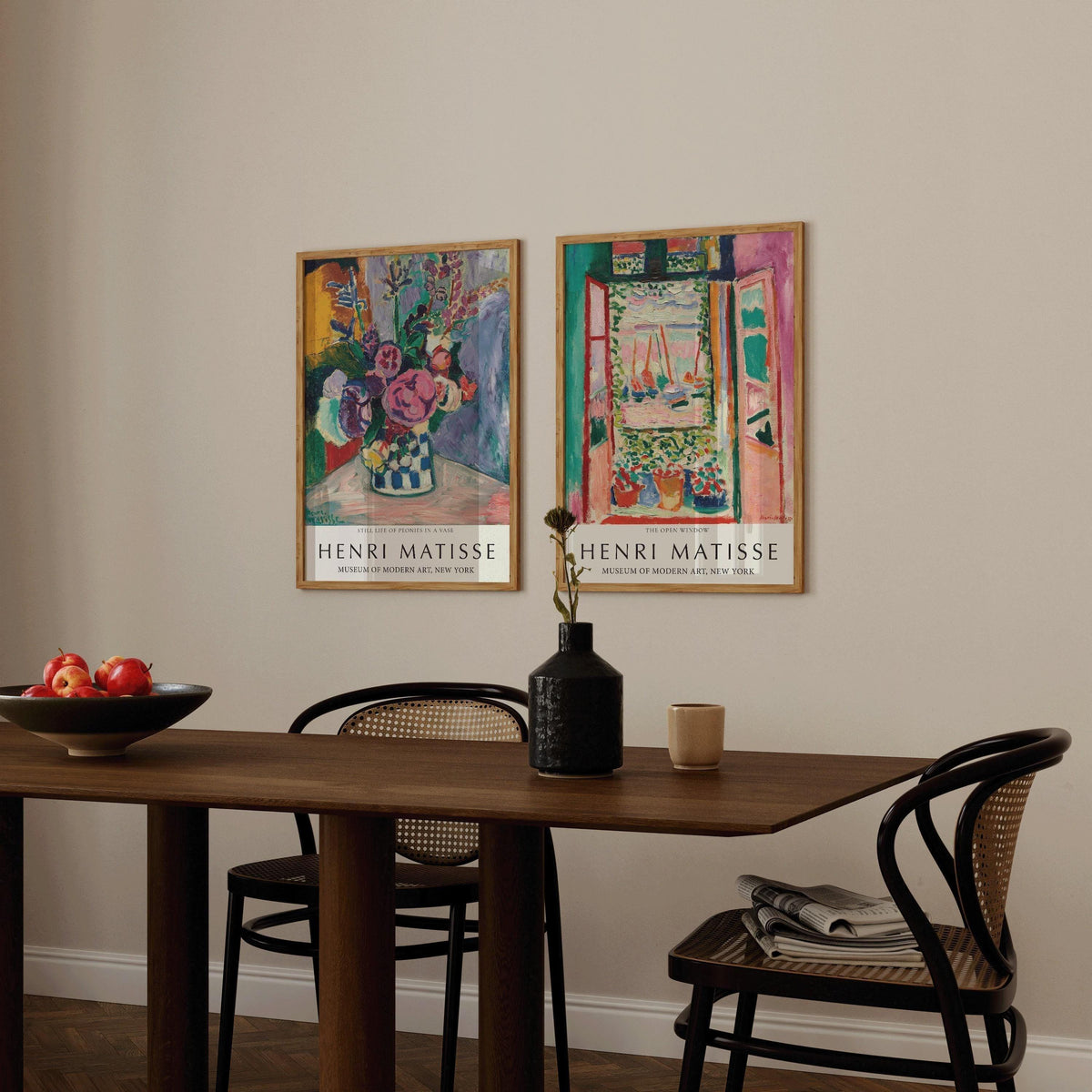 Henri Matisse Art Print Set: Peonies Still Life & Open Window