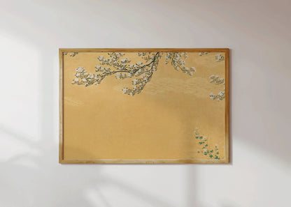 Japanese Crane Art Prints: Ukiyo-e Style, Yellow Shin Hanga Duo