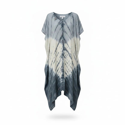 Tie Dye Lapis Ombre Kaftan Dress - Cream & Grey