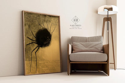 Odilon Redon Smiling Spider Print: Eerie Symbolist Art, Framed Giclee