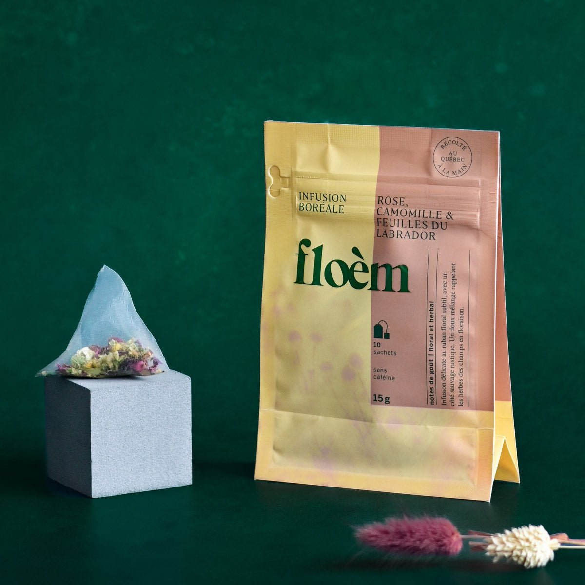 Herbal tea bags Rose, Chamomile & Labrador tea leaves