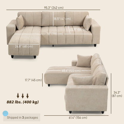 Canapé d'angle réversible Wilshere avec méridienne interchangeable - Disponible en 2 couleurs