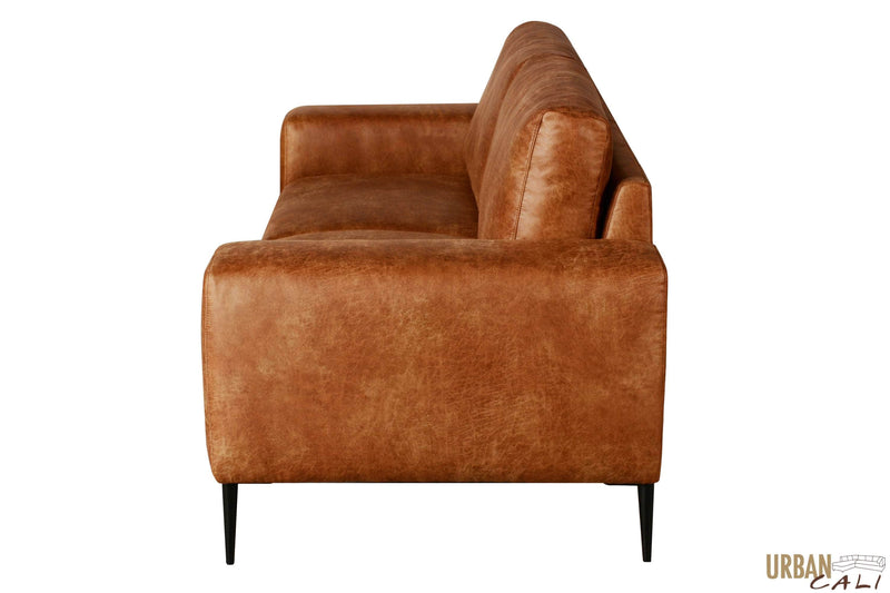 Canapé Freeman en cuir marron clair rustique