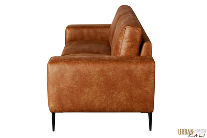 Canapé Freeman en cuir marron clair rustique