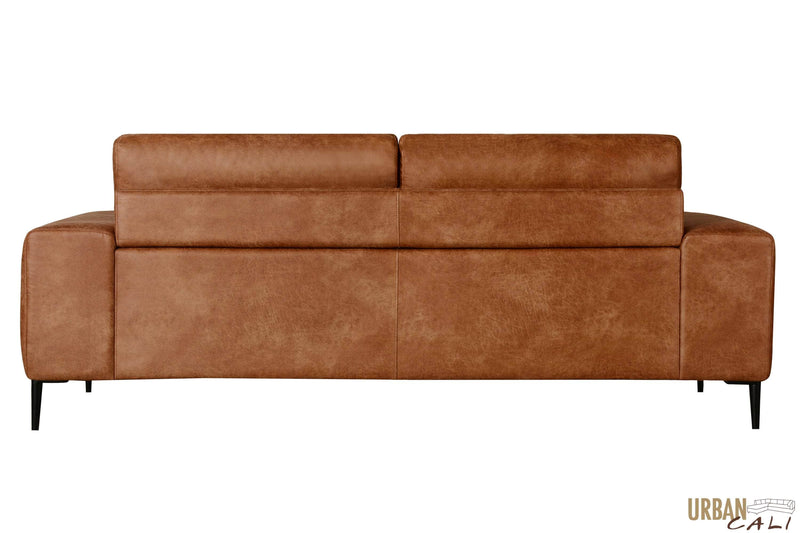 Canapé Freeman en cuir marron clair rustique