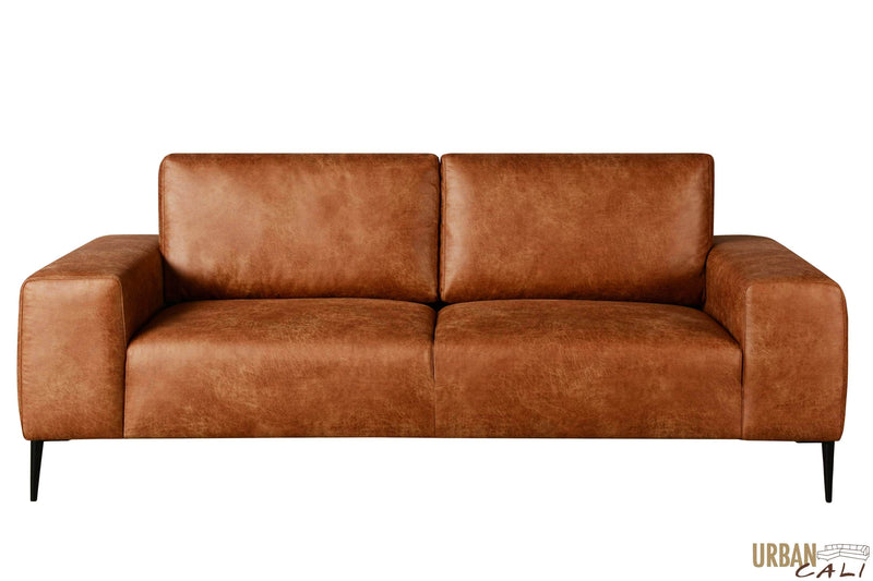 Canapé Freeman en cuir marron clair rustique