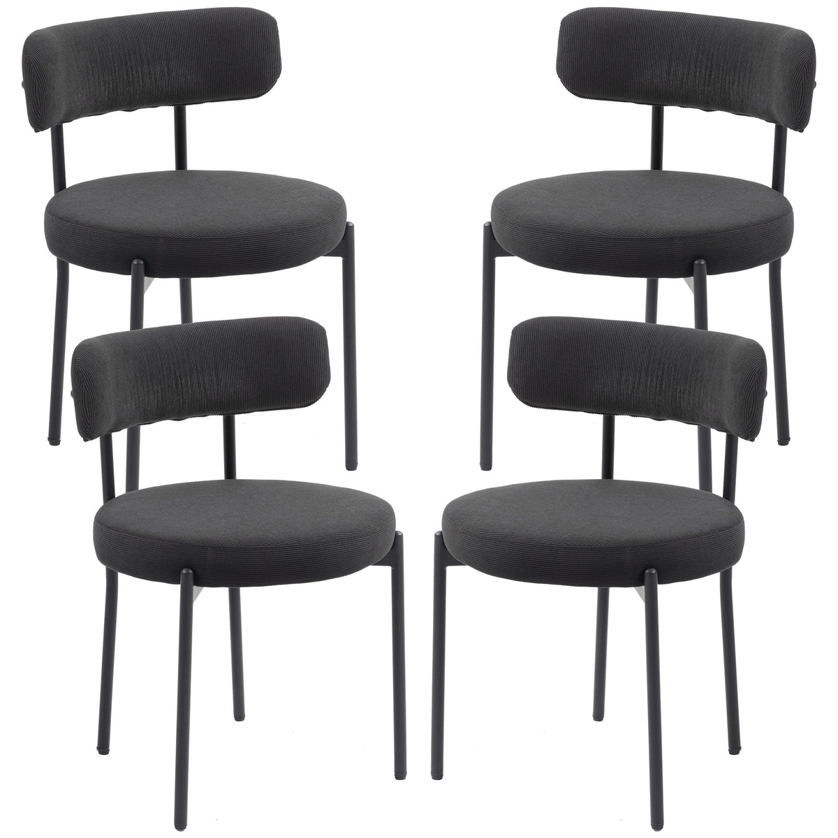 Avery 4 Pieces Modern Dining Chairs with Corduroy Upholstery-Black