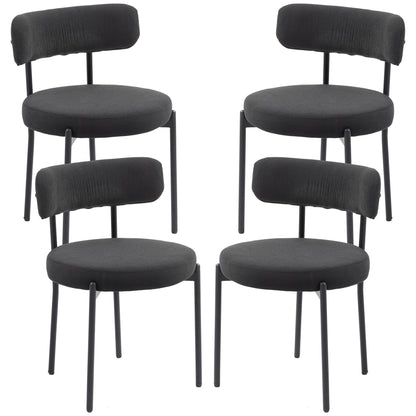 Avery 4 Pieces Modern Dining Chairs with Corduroy Upholstery-Black