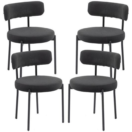 Avery 4 Pieces Modern Dining Chairs with Corduroy Upholstery-Black