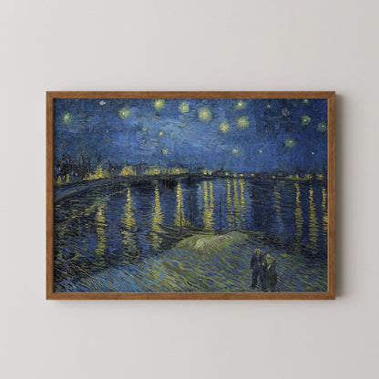 Vincent Van Gogh - Nuit étoilée sur le Rhône | Affiche d'exposition impressionniste classique - Impression d'art (disponible encadrée ou non encadrée)