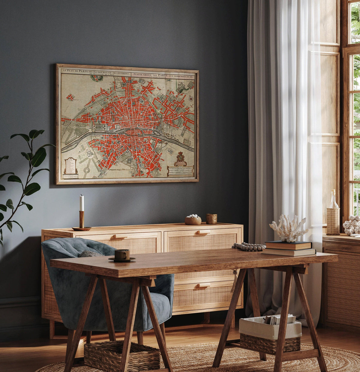 Vintage Paris Map Print (available handframed or unframed)