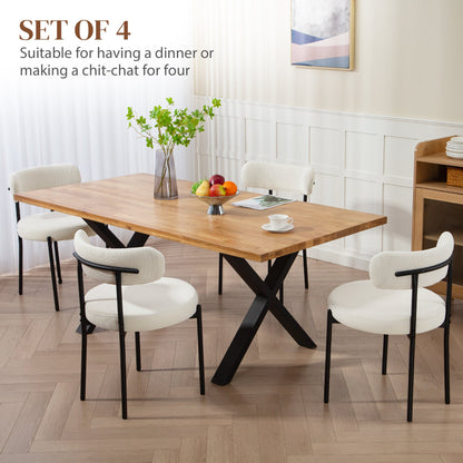 Chaises de salle à manger modernes Avery 4 pièces avec revêtement en velours côtelé - Beige