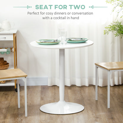 Table à manger ronde moderne Jan avec piètement en acier pour petits espaces-Blanc