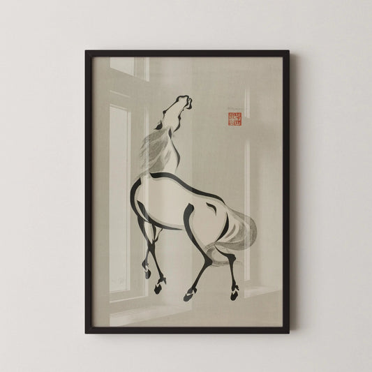 Wakyosai Horse Giclee Print: Minimalist Japanese Art