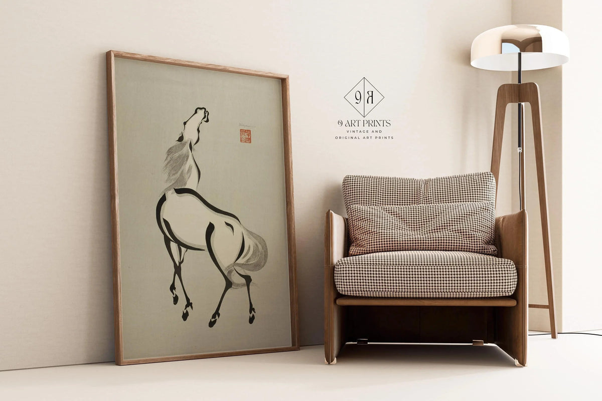 Wakyosai Horse Giclee Print: Minimalist Japanese Art