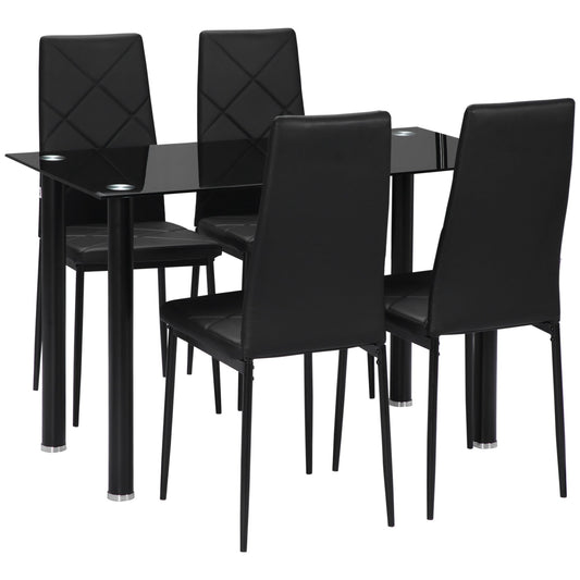 Adam Modern Space-Saving Dining Set for 4-Black