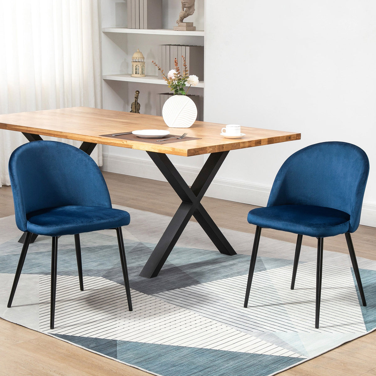 Lot de 2 chaises de salle à manger Dylan mi-dossier – Bleu foncé