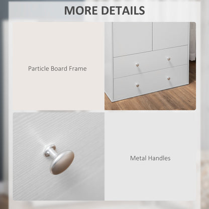Armoire Briar moderne avec 2 tiroirs et tringle à vêtements - Blanc