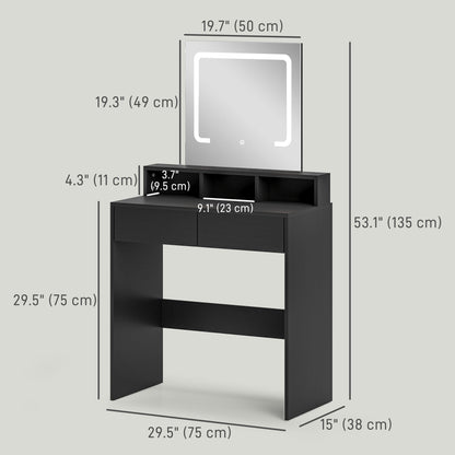 Zee Makeup Vanity Desk with LED Lights-Black