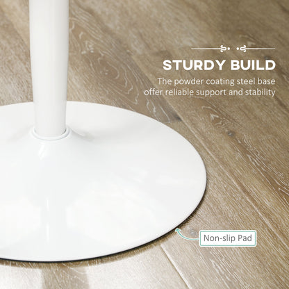 Table à manger ronde moderne Jan avec piètement en acier pour petits espaces-Blanc